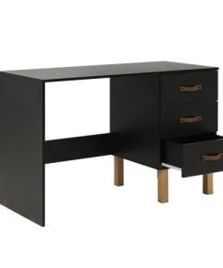 Bopita Bureaux Enfant Bureau 3 Tiroirs Noir Mat Naturel -Armoires enfant Soldes bureau 3 tiroirs noir mat naturel 1