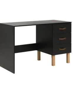 Bopita Bureaux Enfant Bureau 3 Tiroirs Noir Mat Naturel -Armoires enfant Soldes bureau 3 tiroirs noir mat naturel 2