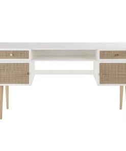 Maisons Du Monde Bureaux Enfant Bureau Bicolore 2 Portes 2 Tiroirs Cannage En Rotin