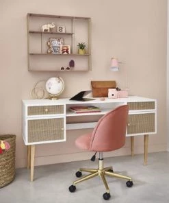Maisons Du Monde Bureaux Enfant Bureau Bicolore 2 Portes 2 Tiroirs Cannage En Rotin -Armoires enfant Soldes bureau bicolore 2 portes 2 tiroirs cannage en rotin 1000 10 34 206305 6