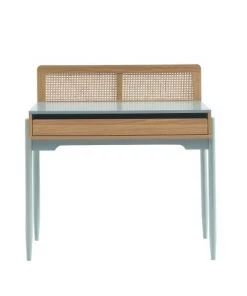 Baita Bureaux Enfant Bureau Bleu Et Cannage Rotin 1 Tiroir