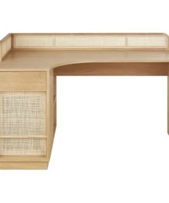 Maisons Du Monde Bureaux Enfant Bureau D'angle 1 Porte 1 Niche Beige Et Cannage En Rotin