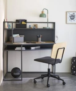 Maisons Du Monde Bureaux Enfant Bureau D'angle En Métal Gris Anthracite Avec étagères -Armoires enfant Soldes bureau d angle en metal gris anthracite avec etageres 1000 4 35 215326 5