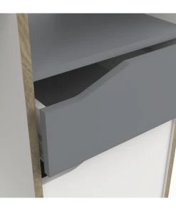 Calicosy Bureaux Enfant Bureau Enfant 1 Porte 1 Tiroir, Blanc Et Gris - L106,6 Cm -Armoires enfant Soldes bureau enfant 1 porte 1 tiroir blanc et gris l106 6 cm 4