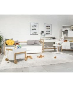 Nateo Concept Bureaux Enfant Bureau Enfant 1 Tiroir Blanc Et Chêne -Armoires enfant Soldes bureau enfant 1 tiroir blanc et chene 3