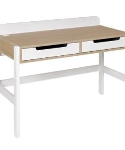 Nateo Concept Bureaux Enfant Bureau Enfant 2 Tiroirs Blanc Et Chêne Clair