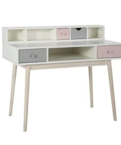 Maisons Du Monde Bureaux Et Meubles Secrétaires Bureau Vintage Blanc 2 Tiroirs Gris Et Rose -Armoires enfant Soldes bureau vintage blanc 2 tiroirs gris et rose 1000 12 34 150258 1