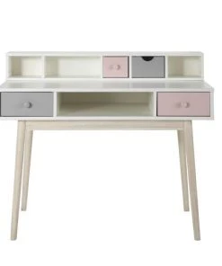Maisons Du Monde Bureaux Et Meubles Secrétaires Bureau Vintage Blanc 2 Tiroirs Gris Et Rose -Armoires enfant Soldes bureau vintage blanc 2 tiroirs gris et rose 1000 12 34 150258 2