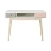 Maisons Du Monde Bureaux Et Meubles Secrétaires Bureau Vintage Blanc 2 Tiroirs Gris Et Rose -Armoires enfant Soldes bureau vintage blanc 2 tiroirs gris et rose 1000 12 34 150258 3