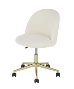 Maisons Du Monde Chaises De Bureau Enfant Chaise De Bureau à Roulettes à Bouclettes Blanches Et Métal Coloris Laiton