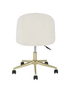 Maisons Du Monde Chaises De Bureau Enfant Chaise De Bureau à Roulettes à Bouclettes Blanches Et Métal Coloris Laiton -Armoires enfant Soldes chaise de bureau a roulettes a bouclettes blanches et metal coloris laiton 1000 1 2 215170 3