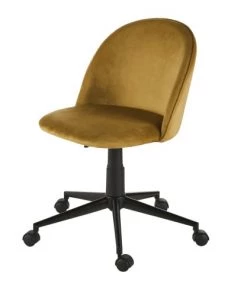 Maisons Du Monde Chaises De Bureau Enfant Chaise De Bureau à Roulettes En Velours Jaune Moutarde Et Métal Noir