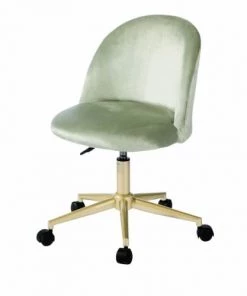 Maisons Du Monde Chaises De Bureau Enfant Chaise De Bureau à Roulettes En Velours Vert Et Métal Coloris Laiton