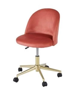 Maisons Du Monde Chaises De Bureau Enfant Chaise De Bureau Vintage à Roulettes En Velours Terracotta