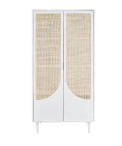 Maisons Du Monde Armoires Enfant Dressing 2 Portes Battantes Blanc Cannage En Rotin Beige