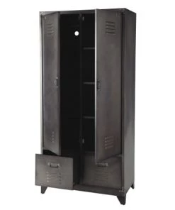 Armoires enfant Soldes -Armoires enfant Soldes dressing 2 portes battantes en metal gris anthracite 1000 11 25 220195 2