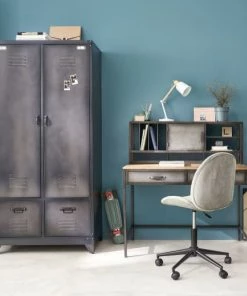Maisons Du Monde Armoires Enfant Dressing 2 Portes Battantes En Métal Gris Anthracite -Armoires enfant Soldes dressing 2 portes battantes en metal gris anthracite 1000 11 25 220195 3