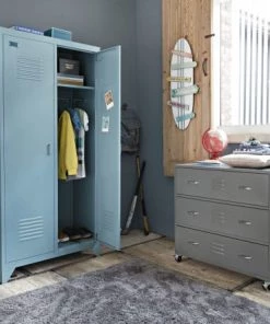 Maisons Du Monde Rangements Ados Dressing 2 Portes En Métal Bleu Gris 12 Maisons Du Monde Rangements Ados Dressing 2 Portes En Métal Bleu Gris -Armoires enfant Soldes dressing 2 portes en metal bleu gris 1000 1 0 170273 8