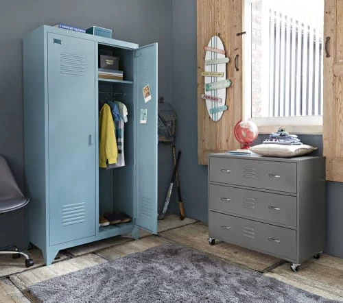 Maisons Du Monde Rangements Ados Dressing 2 Portes En Métal Bleu Gris 7 Maisons Du Monde Rangements Ados Dressing 2 Portes En Métal Bleu Gris – Image 6