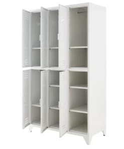 Maisons Du Monde Armoires Dressing Vestiaire Indus 6 Portes En Métal Blanc -Armoires enfant Soldes dressing vestiaire indus 6 portes en metal blanc 1000 12 0 193438 3