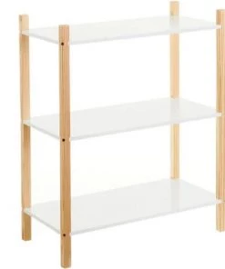 Wadiga Bibliothèques Et étagères Enfant Étagère Chambre Enfant 3 étages Blanc Et Bois - 60x30x76cm