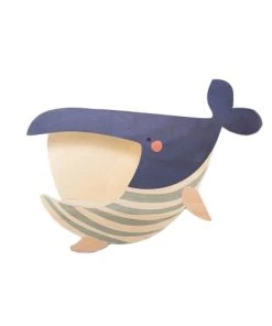 RNT By Really Nice Things Bibliothèques Et étagères Enfant Étagère En Bois De Bouleau Bleu Et Blanc Forme De Baleine.