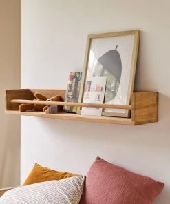 Tikamoon Bibliothèques Et étagères Enfant Etagère Murale Enfant En Teck Massif 100 Cm -Armoires enfant Soldes etagere murale enfant en teck massif 100 cm 3