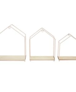 The Home Deco Factory Bibliothèques Et étagères Enfant Étagères Filaires Maison Rose - Lot De 3