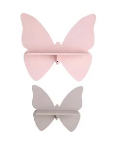 Maisons Du Monde Bibliothèques Et étagères Enfant Étagères Murales Papillons Rose Et Taupe (x2)