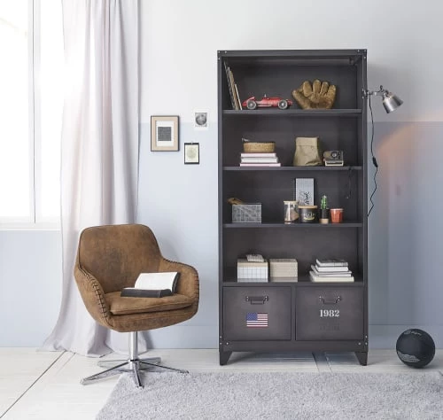 Maisons Du Monde Chaises De Bureau Fauteuil De Bureau En Suédine Marron 4 Maisons Du Monde Chaises De Bureau Fauteuil De Bureau En Suédine Marron – Image 4