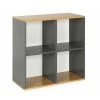ID Kids Bibliothèques Et étagères Enfant Meuble De Rangement 4 Cases Bois Massif Gris Et Bois -Armoires enfant Soldes meuble de rangement 4 cases bois massif gris et bois