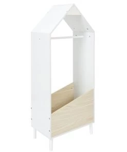 Toilinux Armoires Enfant Penderie Cabane Semi-fermée Pour Chambre D'enfant Blanc