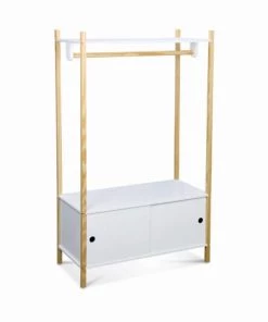 Alice's Garden Armoires Enfant Penderie Pour Enfant Avec Portes Coulissantes Naturel Blanc