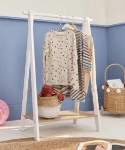 Alice's Garden Armoires Enfant Penderie Pour Enfant En Bois Massif En Pin Naturel Blanc -Armoires enfant Soldes penderie pour enfant en bois massif en pin naturel blanc 2