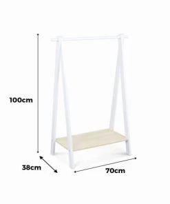 Alice's Garden Armoires Enfant Penderie Pour Enfant En Bois Massif En Pin Naturel Blanc -Armoires enfant Soldes penderie pour enfant en bois massif en pin naturel blanc 4