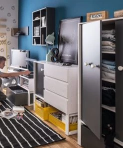 Vox Armoires Enfant Petite Armoire 2 Portes Blanc Gris -Armoires enfant Soldes petite armoire 2 portes blanc gris 2