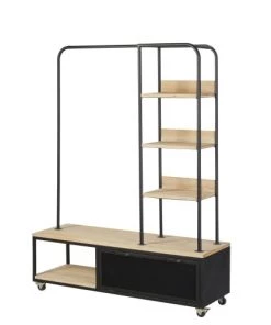 Armoires enfant Soldes -Armoires enfant Soldes portant a roulettes en sapin et metal noir 1000 2 3 193564 2