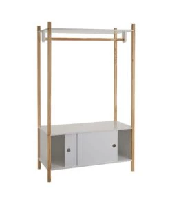 Wadiga Armoires Enfant Portant Vêtements En Bois + Placard Chambre Enfant - 80x40x136cm -Armoires enfant Soldes portant vetements en bois placard chambre enfant 80x40x136cm 2