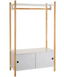 Wadiga Armoires Enfant Portant Vêtements En Bois + Placard Chambre Enfant - 80x40x136cm